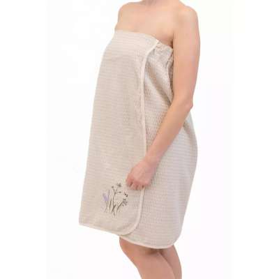 . Női szaunakilt - Virágok, len-pamut, természetes