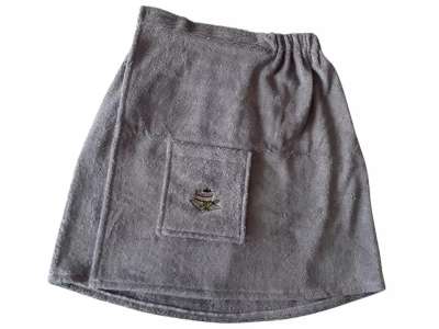 . Férfi szaunakilt hímzéssel, pamut, szürke