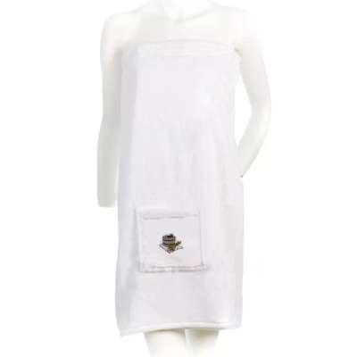 . Női szaunakilt hímzéssel, pamut, fehér