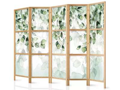 Fabulo 5 részes fa paraván - Zöld levelek