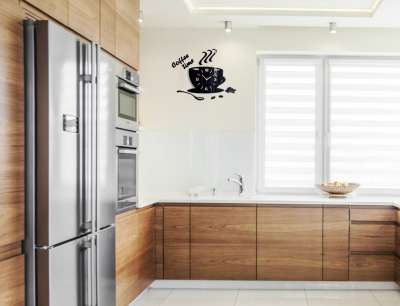 Modern falióra COFFE TIME 3D BLACK NH045-black (öntapadó)