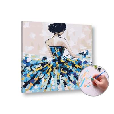 Paint by Numbers - Nő kék ruhában