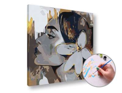 Paint by Numbers - Nő virággal a hajában - Alacsony nehézségi szint