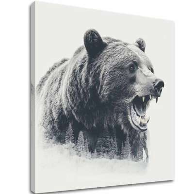 A kép a vásznon Bear in Fog - Forest Motif