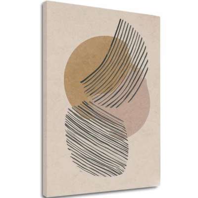 A kép a vásznon Absztrakt körök - Beige-arany design