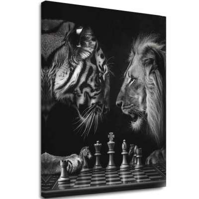 A kép a vásznon Oroszlán és tigris - Sakk stratégia