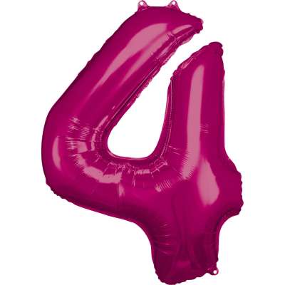 Amscan 4-es rózsaszín szám születésnapi fólia lufi 86 cm
