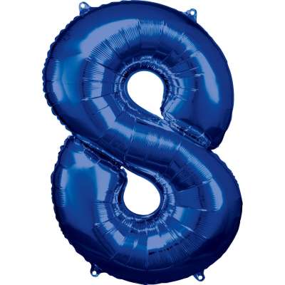 Amscan 8-as kék szám születésnapi fólia lufi 86 cm