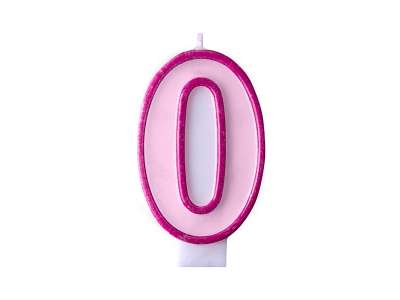 PartyDeco Születésnapi szám gyertya 0 - rózsaszín
