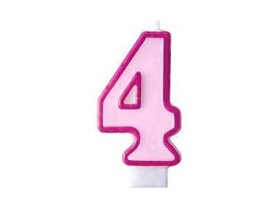 PartyDeco Születésnapi szám gyertya 4 - rózsaszín