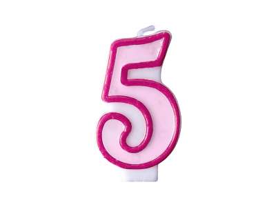 PartyDeco Születésnapi szám gyertya 5 - rózsaszín