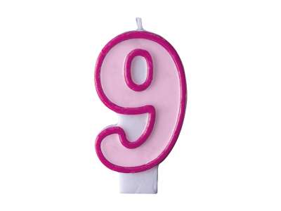 PartyDeco Születésnapi szám gyertya 9 - rózsaszín