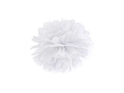PartyDeco Pompom virág - fehér 25 cm