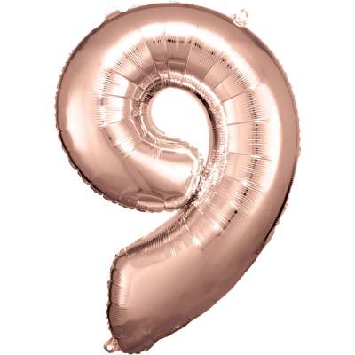 Amscan 9-es rózsaszín-arany szám születésnapi fólia lufi