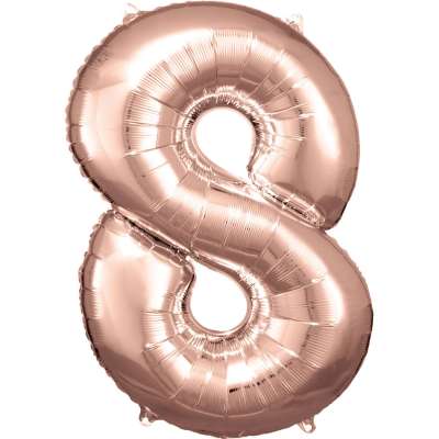 Amscan 8-as rózsaszín-arany szám születésnapi fólia lufi