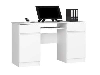 AKO-A-5 fiókos számítógépasztal polcokkal, fehér