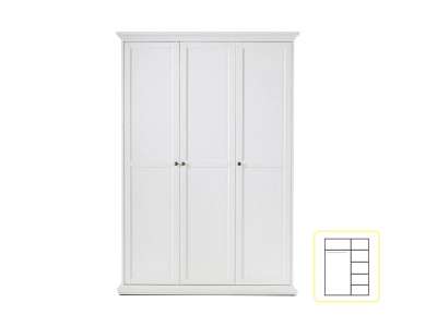 TEM-Paris 3-ajtós ruhásszekrény polcokkal