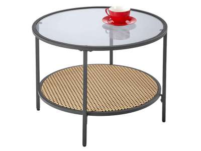 HAL-Dakota dohányzóasztal rattan polccal