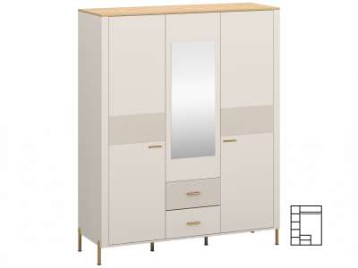 TEM-Runol 3D2S gardróbszekrény tükörrel