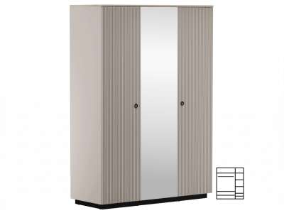 TEM-Domca 3D háromajtós gardróbszekrény tükörrel