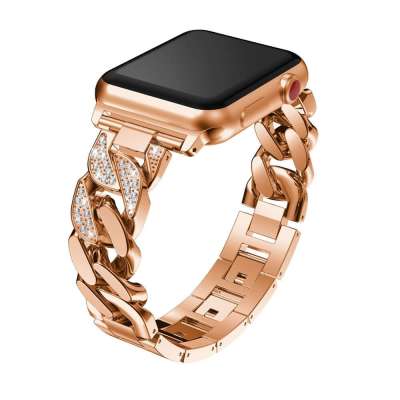 Crystal Steel Rozsdamentes Acél Apple Watch Szíj - Rose Gold - 42, 44, 45, 49mm