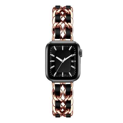 Ladies Rozsdamentes Acél Apple Watch Szíj - Rose Gold - Fekete - 42, 44, 45, 49mm