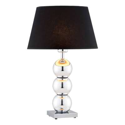 Fulda textil asztali lámpa, fekete ernyő, krómozott talapzat