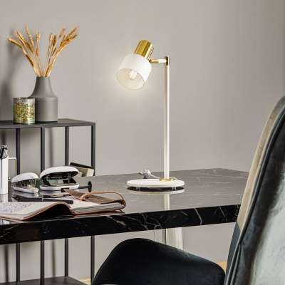 Destin asztali lámpa, állítható, fehér/sárgaréz
