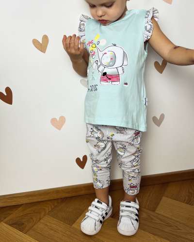 2részes kislány babaruha- Elefánt Méret: 80-86