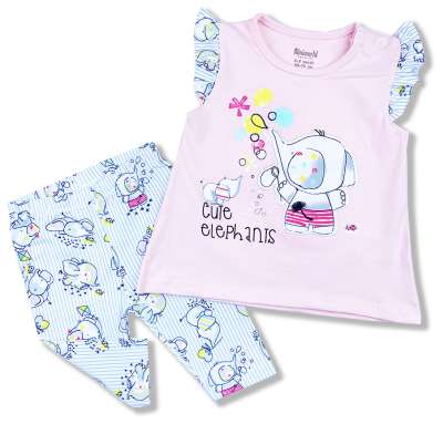 2részes kislány babaruha- Cuki Elefántok Méret: 74-80
