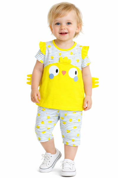 2részes babaruha szett- Csibécske Méret: 74-80