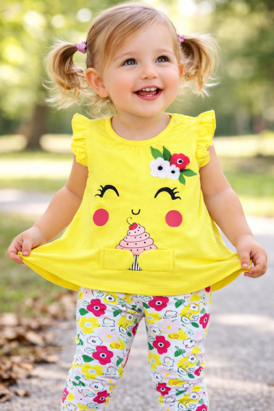 2részes babaruha szett- Muffin,sárga Méret: 68-74