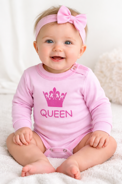 Baba body - Queen, rózsaszín Méret: 80 (9-12hó)