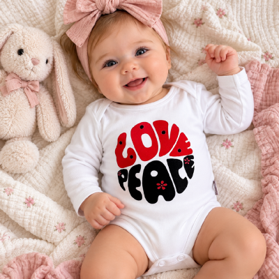 Baba body, kombidressz- Szeretet és béke Méret: 74 (6-9hó)
