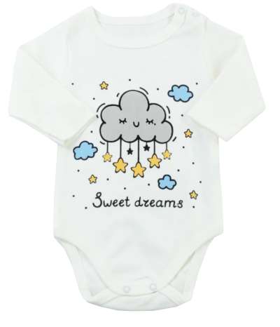 Baba body, kombidressz- Szép álmokat, fehér Méret: 80 (9-12hó)
