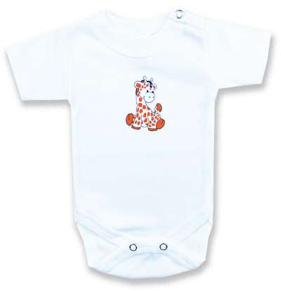 Baba body, rövid ujjú- Kis zsiráf, fehér Méret: 98 (24-36hó)