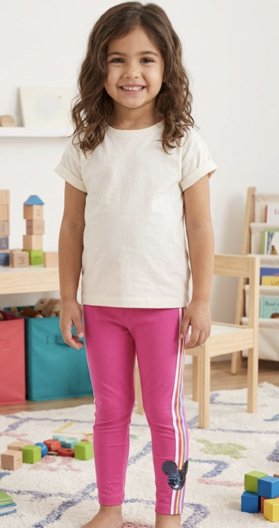 Lányka leggings flitterrel- Minnie, lazacszín Méret: 98-104