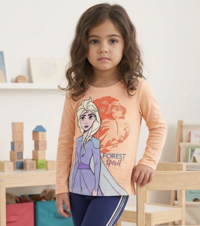 Kislány hosszú ujjú póló- Jégvarázs, púderszín Méret: 98 (24-36hó)