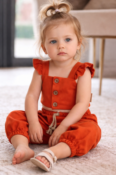 Nyári szett kislányoknak - Sofia, téglaszín Méret: 68 (4-6hó)