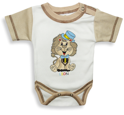 Baba body, rövid ujjú - LION, barna és fehér Méret: 56 (0-2hó)