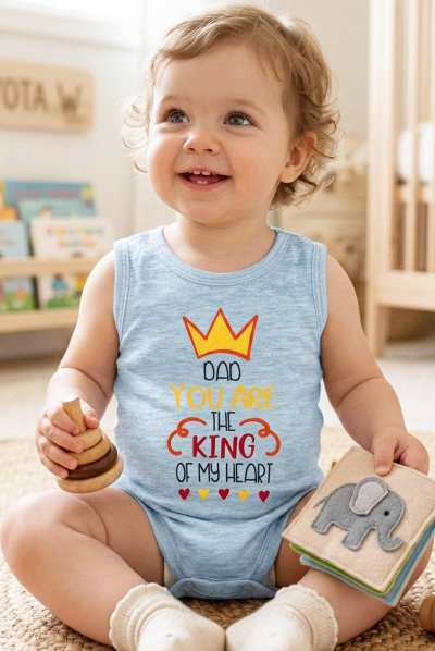 Baba ujjatlan body, kombidressz- Apa a szívem királya, szürke Méret: 62 (2-4hó)