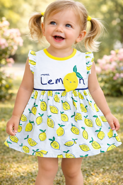 Kislány nyári ruha- Citrom Méret: 74 (6-9hó)