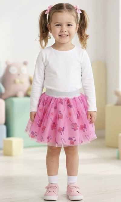 Pörgős lányka szoknya- Minnie, pink Méret: 134 (9éves)