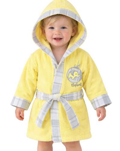 Baba és gyermek fürdőköpeny- Elefánt, sárga Méret: 3 éves