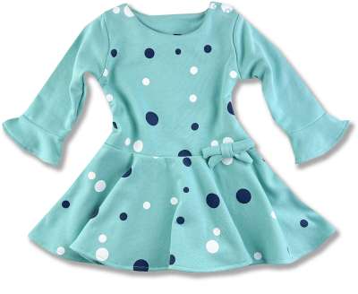 Hosszú ujjú kislány ruha- Pöttyök, türkiz Méret: 80 (9-12hó)