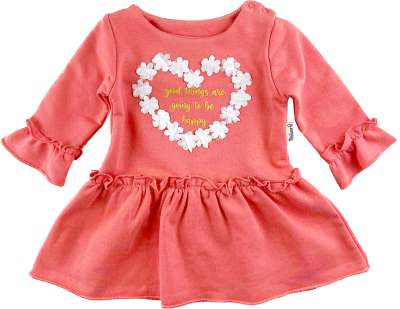 Lányka ruha- Szivecske, lazacszín Méret: 74 (6-9hó)