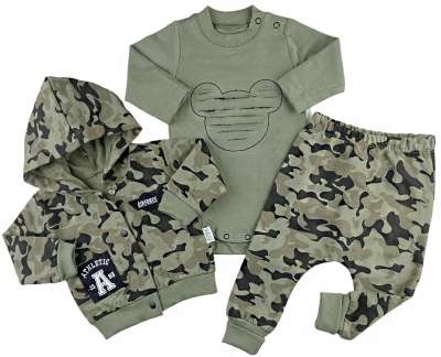 3részes babaruha szett- Elci, terepmintás Méret: 62 (2-4hó)