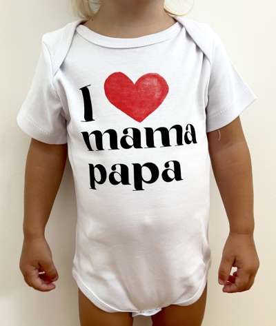 Baba body, rövid ujjú- Szeretem anyucit és apucit Méret: 74 (6-9hó)
