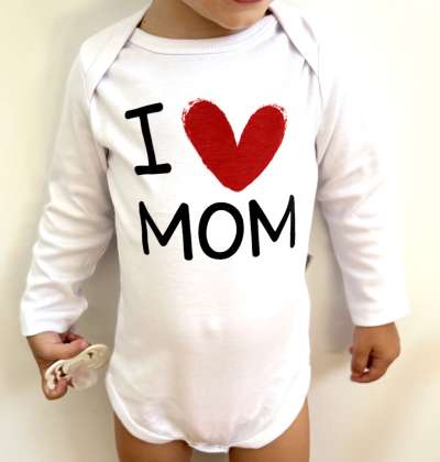 Egyedi baba body, hosszú ujjú- Szeretem anyát Méret: 56 (0-2hó)