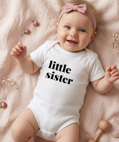 Baba body, rövid ujjú- Kistesó (lány) Méret: 74 (6-9hó)